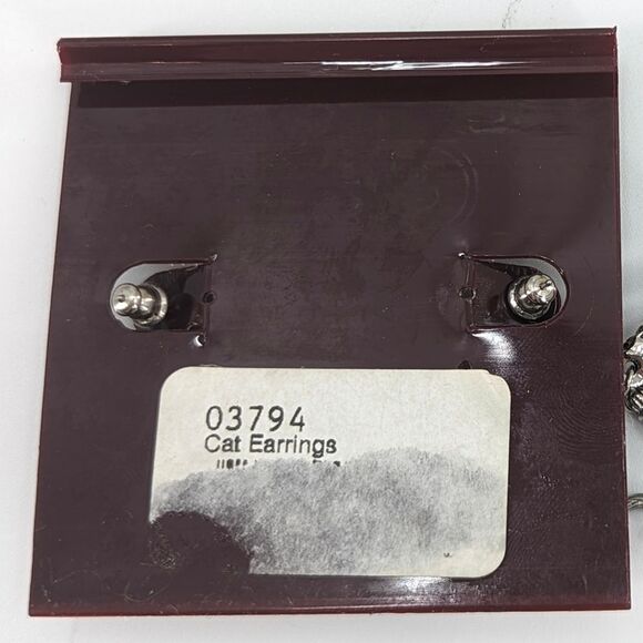 Spoontiques Pewter Cat Post Earrings - Picture 3 of 3